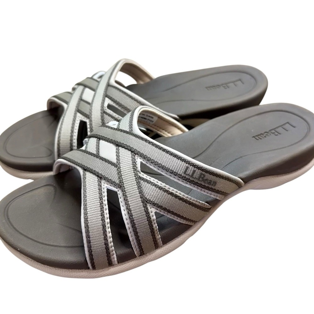 LL Bean Women Boothbay Comfort Slide Sandal Gray 9 M 71341